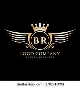 BR Letter Initial with Royal Wing Logo Template.