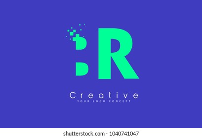 BR Letter Logo Design With Negative Space Concept in Blue and Green Colors Vector