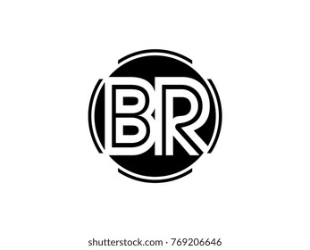 BR letter logo round black