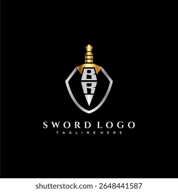 Monograma de luxo da letra BR para imagem de estilo escudo e espada