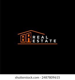 BR letter roof shape logo for real estate with house icon design