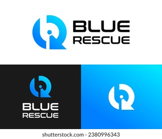 BR letters monogram direction sign refresh backward logo design.
