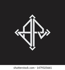 BR Logo Abstrac letter Monogram with Arrow in every side isolated on black background