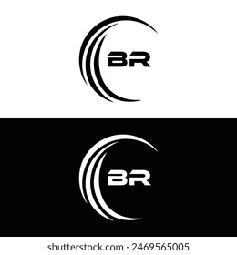 BR logo. B R design. White BR letter. BR B R letter logo design.