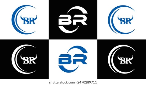 BR logo. B R design. White BR letter. BR B R letter logo design.