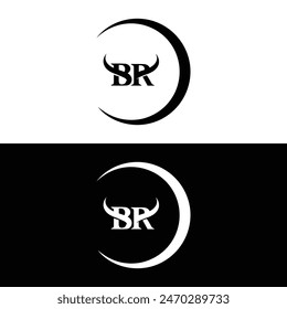 BR logo. B R design. White BR letter. BR B R letter logo design.