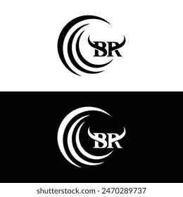 BR logo. B R design. White BR letter. BR B R letter logo design.