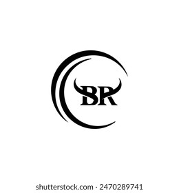 BR logo. B R design. White BR letter. BR B R letter logo design.