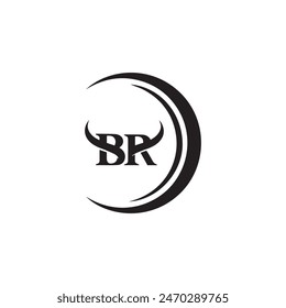 BR logo. B R design. White BR letter. BR B R letter logo design.