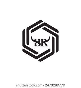 BR logo. B R design. White BR letter. BR B R letter logo design.