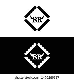 BR logo. B R design. White BR letter. BR B R letter logo design.