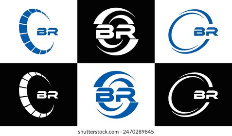 BR logo. B R design. White BR letter. BR B R letter logo design.