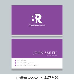 BR Logo | Business Card | Vector Graphic Branding Letter Element | White Background Abstract Design Colorful Object 