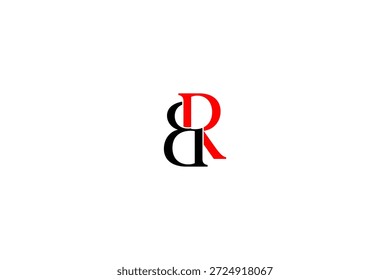 BR logo design with intertwined letters in black and red, modern abstract branding for versatile use