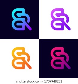 BR logo design letter template vector elements, BR font icon monogram.