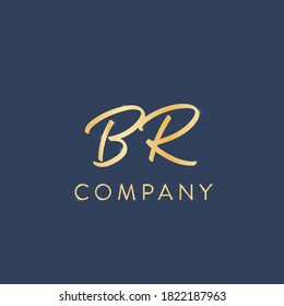 BR Logo Design Template. Luxury Gold Letter Vector