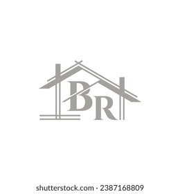 Logo de BR con un elemento de forma de casa que significa empresa inmobiliaria