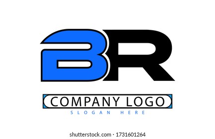  Plantilla de diseño de letras iniciales del logotipo BR limpia y sencilla.