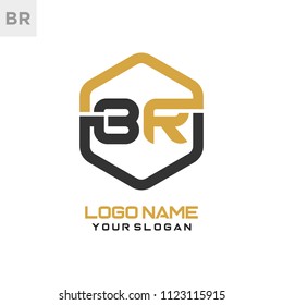 BR logo letter initial, Abstract polygonal Background Logo,