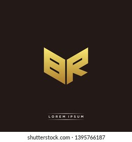 BR Logo Letter Initial Logo Designs Templete with Gold and Black Background