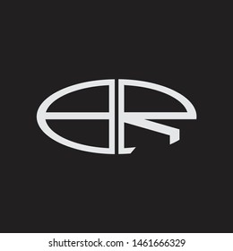 BR Logo letter oval monogram design template with black and white colors