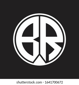 BR Logo monogram circle with piece ribbon style on black background