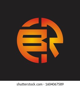 BR Logo monogram with cutting line style isolated on colors