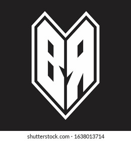 BR Logo monogram with emblem line style isolated on black background