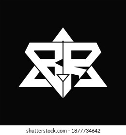 BR Logo monogram isolated with triangle shape design template on black background