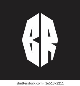 BR Logo monogram with octagonal ribbon style design template