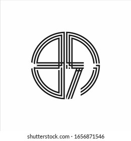 BR Logo monogram triple ribbon style line design template isolated on white background