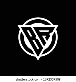 BR logo with negative space triangle shape and circle rounded design template isolated on black background
