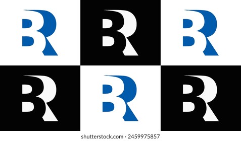 BR logo. BR set , B R design. White BR letter. BR, B R letter logo design.