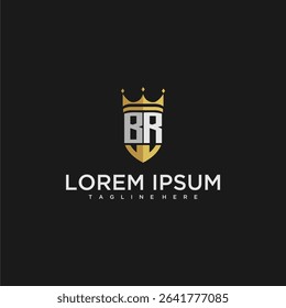 BR luxury letter monogram for crown and shield logo design
