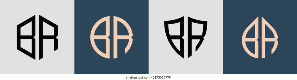 BR modern initial letter logo design vector bundle. It will be suitable for which company or brand name start those initial.