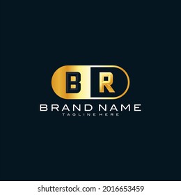 BR monogram logo with oval golden metal shape. premium 3D letters gold design. Logo can be used for business, jewelry shop, clothes, luxury goods. vector illustration template