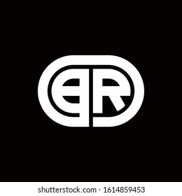 BR monogram logo with an oval style on a black background	