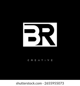 BR Negative Space Monogram: logotipo minimalista de marca de letras en blanco y negro para marcas creativas, identidad de moda y conceptos de diseño modernos
