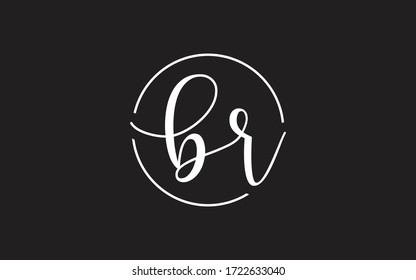 br or rb Cursive Letter Initial Logo Design, Vector Template
