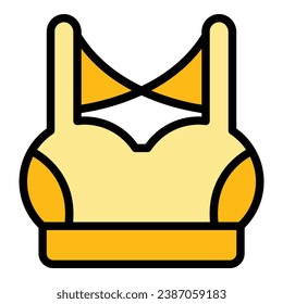 Bra apparel icon outline vector. Fitness sport. Top size color flat