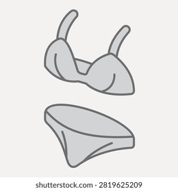 Bra and bikini isometric icon, beach delight concept. Vector graphics. Two piece beachwear, swimsuit sign with outline style icon for mobile or web design