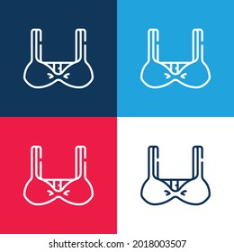 Bra blue and red four color minimal icon set
