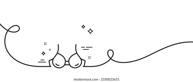 Bra brassiere line icon. Continuous one line with curl. Breast lingerie sign. Women chest underwear symbol. Bra single outline ribbon. Loop curve pattern. Vector