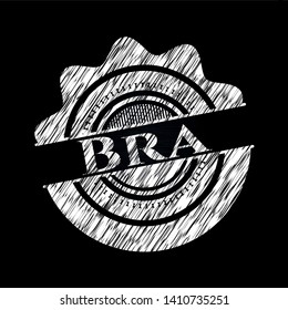 Bra chalk emblem written on a blackboard. Vector Illustration. Detailed.