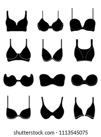 Bra design and panties styles, vector silhouette icon