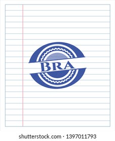 Bra emblem with pen effect. Blue ink. Vector Illustration. Detailed.