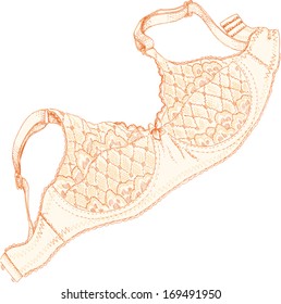 Bra.  EPS 8. Highly detailed.  Isolated on white. Markers and liners hand drawing.