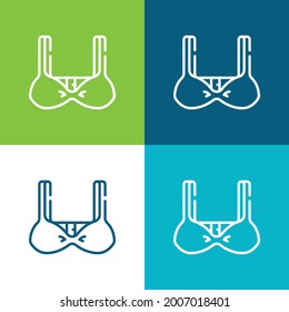 Bra Flat four color minimal icon set
