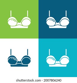Bra Flat four color minimal icon set