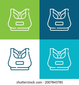 Bra Flat four color minimal icon set
